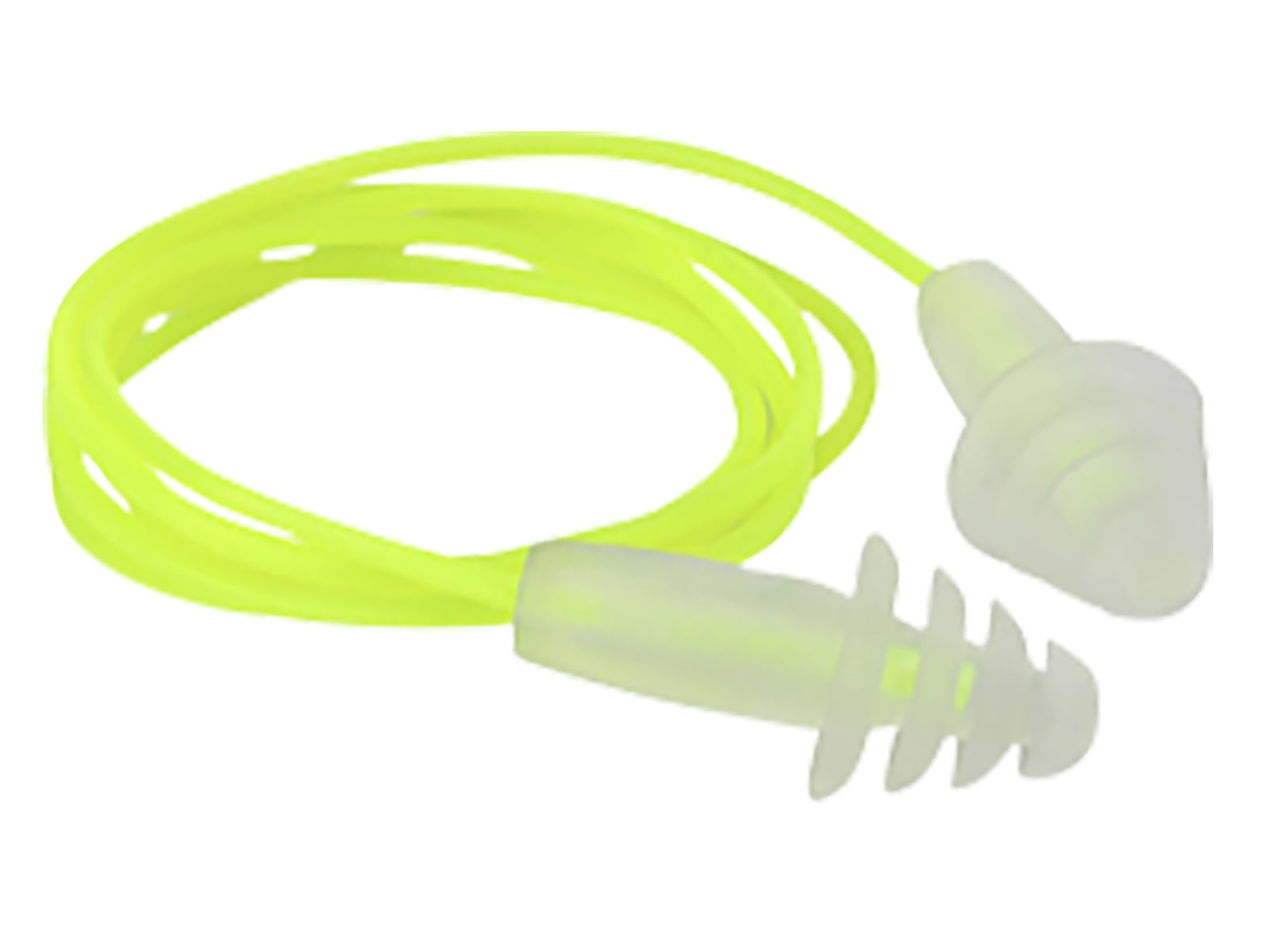 Radians Resistor II Reusable Corded Ear Plug 3 Pair High Visiblity Clear/Green NRR 27 4 Flange Tapered Shape FP43HVBP3
