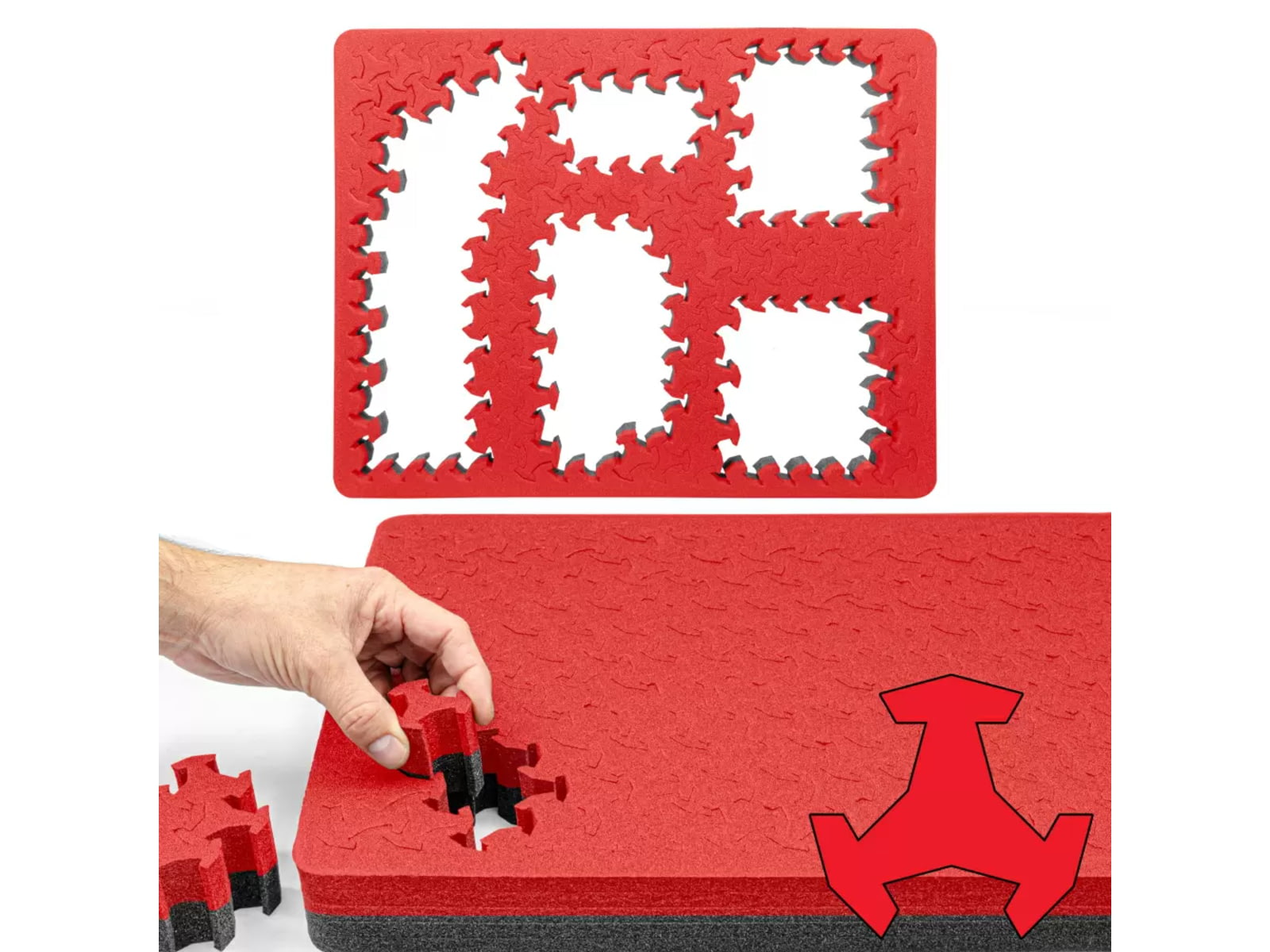 RAGAR RAGAR 21.75 in x 17 in Foam Insert For Hard Cases Red/Charcoal RG00041-XP-RED