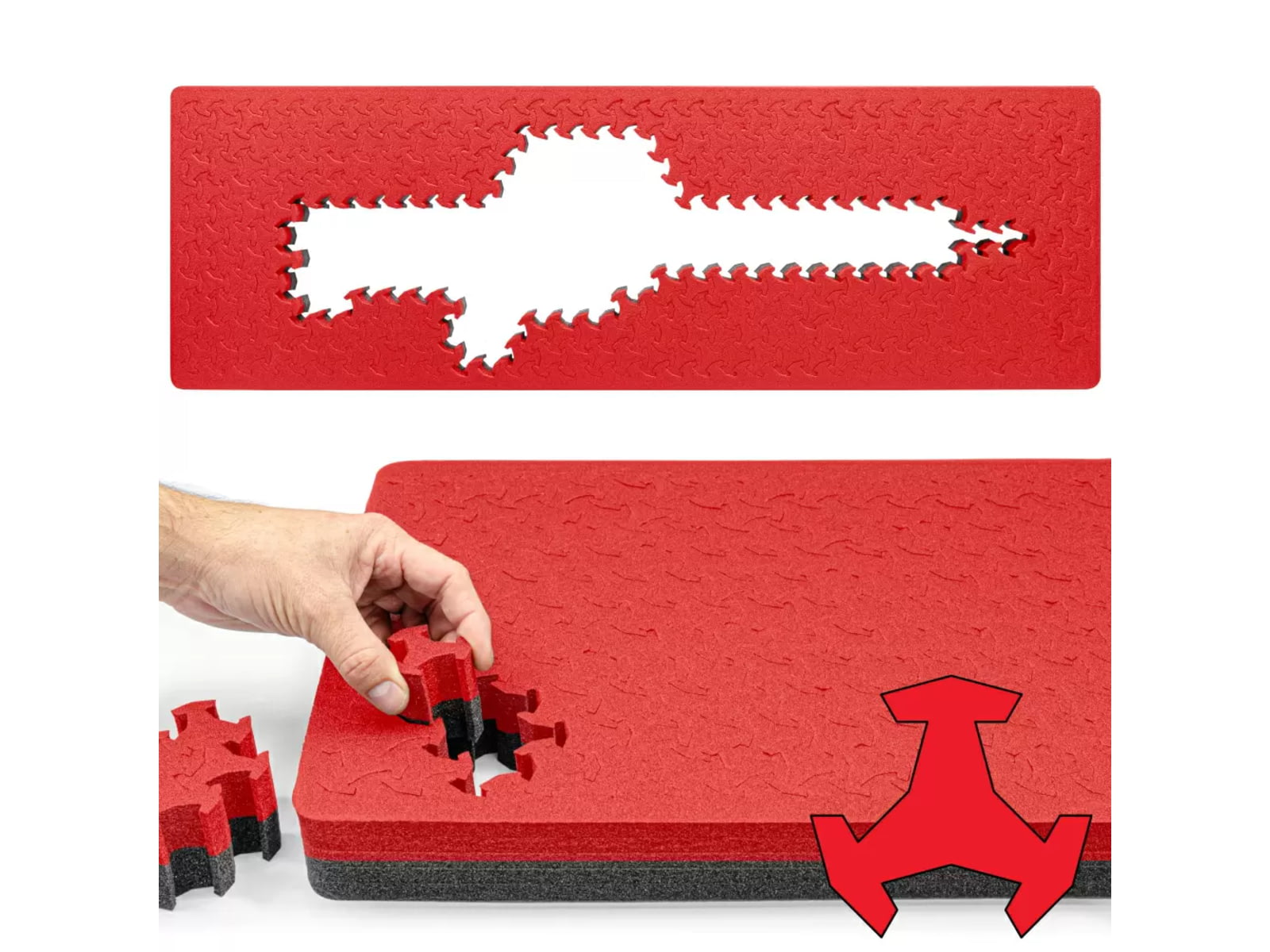 RAGAR RAGAR 41.75 in x 13.5 in Foam Insert For Hard Rifle Cases Red/Charcoal RG00008-XP-RED
