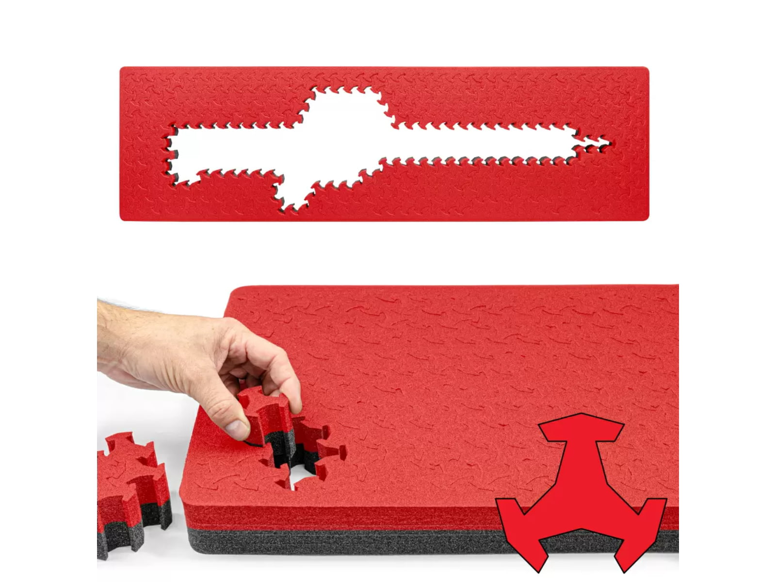 RAGAR RAGAR 46 in x 13.5 in Foam Insert For Hard Rifle Cases Red/Charcoal RG00014-XP-RED