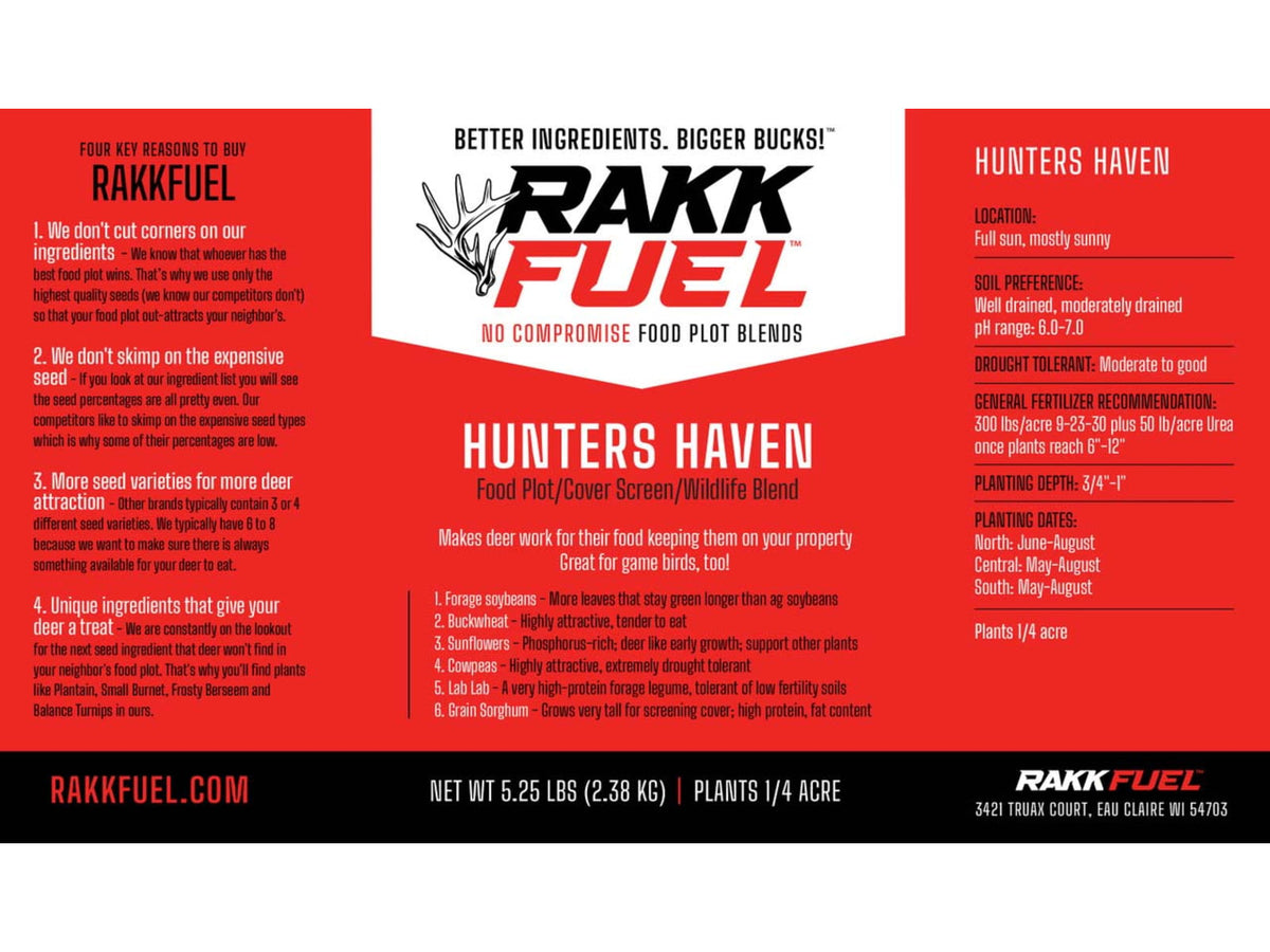 RaKK Fuel Hunters Haven 1/4 Acre Food Plot/Cover Screen/Wildlife Blend Large