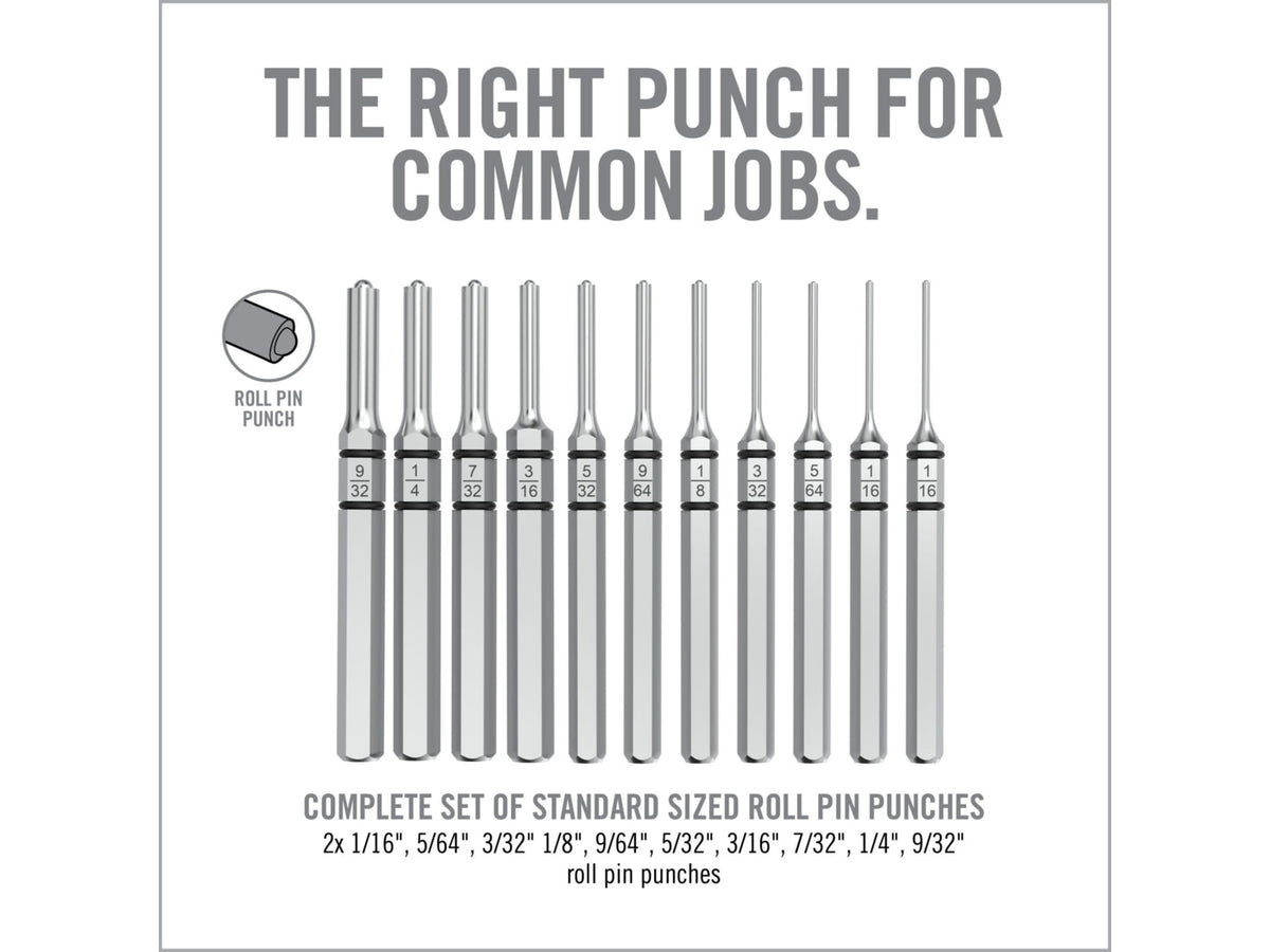 Real Avid Accu-Punch 11 Piece Roll Pin Punch Set AVAPK-RP