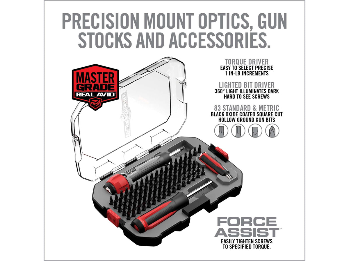 Real Avid Smart-Torq & Driver Master Set Black Oxide Universal Firearm 83 Pieces AVSTDMS