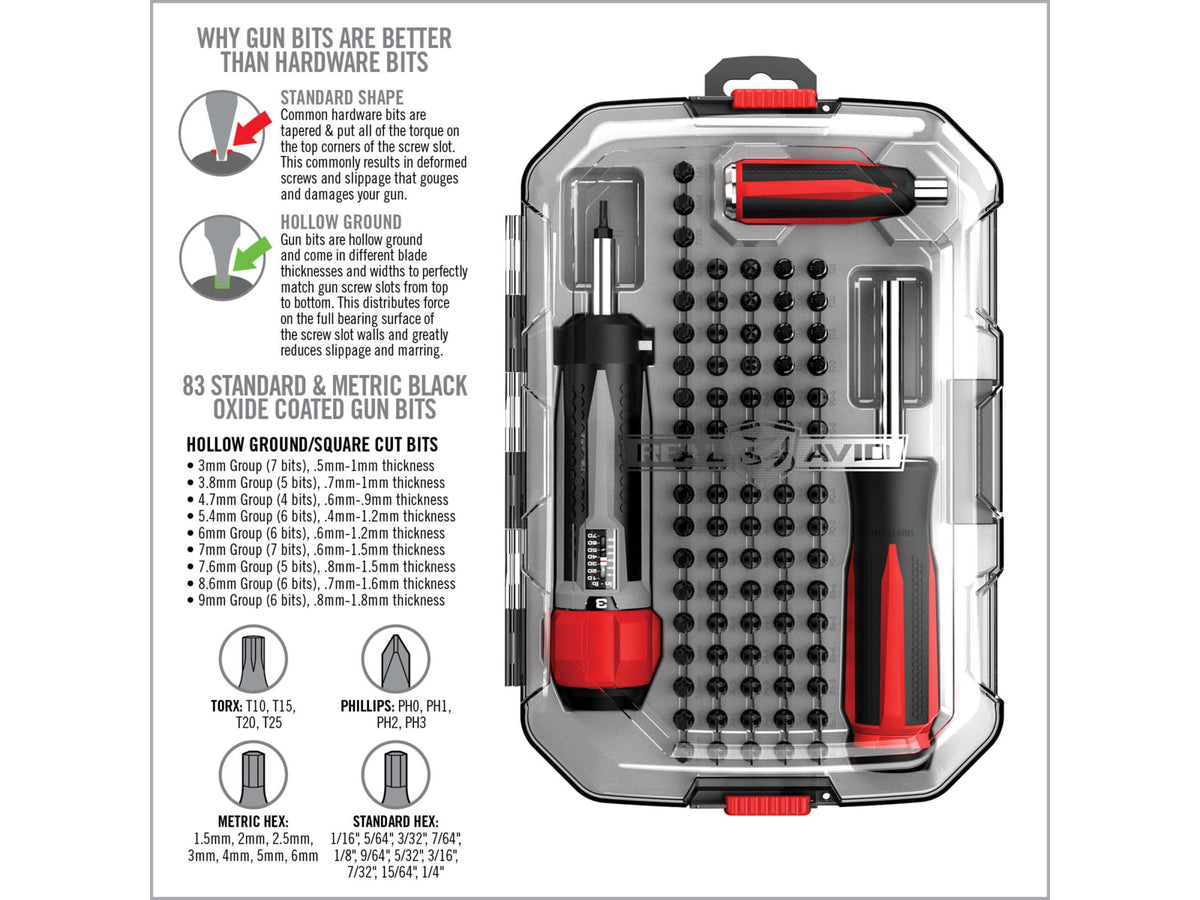 Real Avid Smart-Torq & Driver Master Set Black Oxide Universal Firearm 83 Pieces AVSTDMS