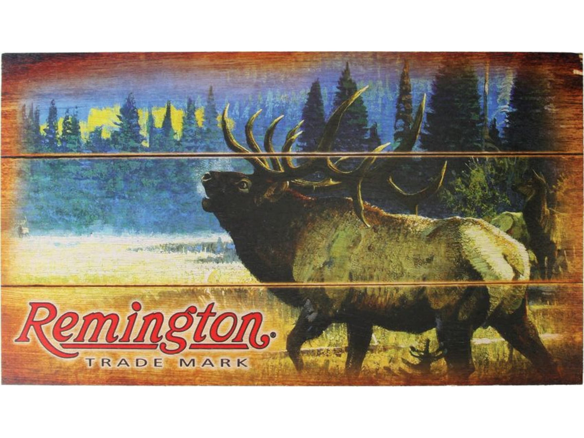 Remington Bugling Elk Wood Sign