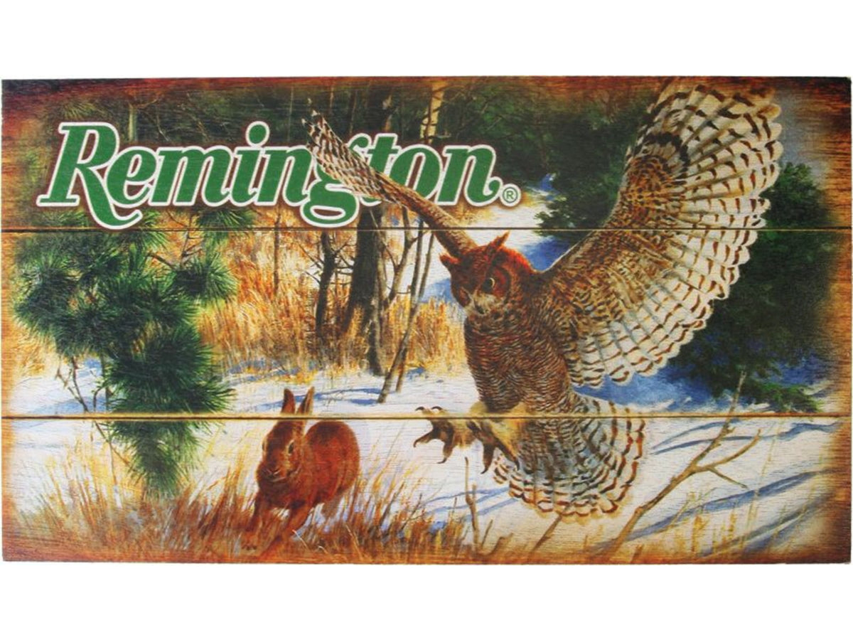 Remington Owl and Rabbit Wood Sign