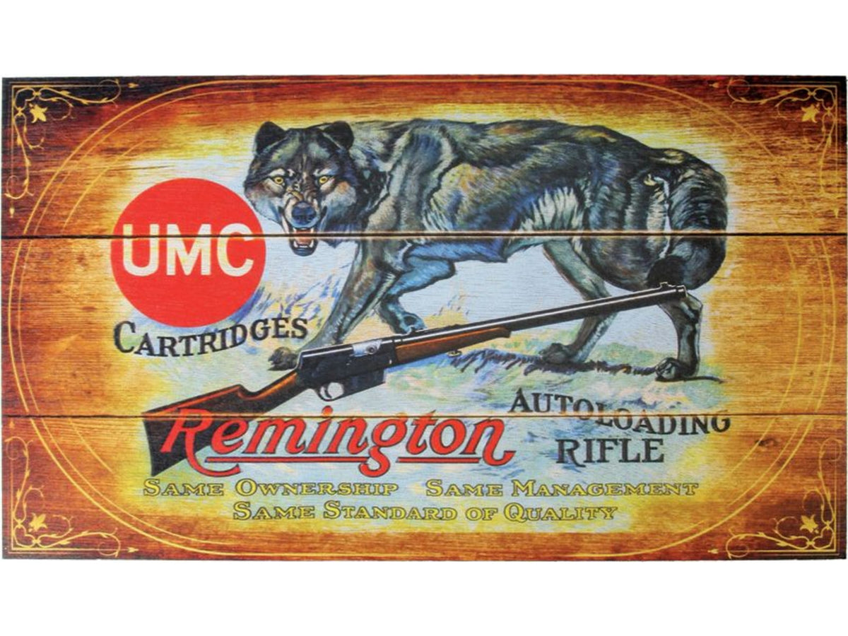 Remington UMC Cartridges Wolf Wood Sign