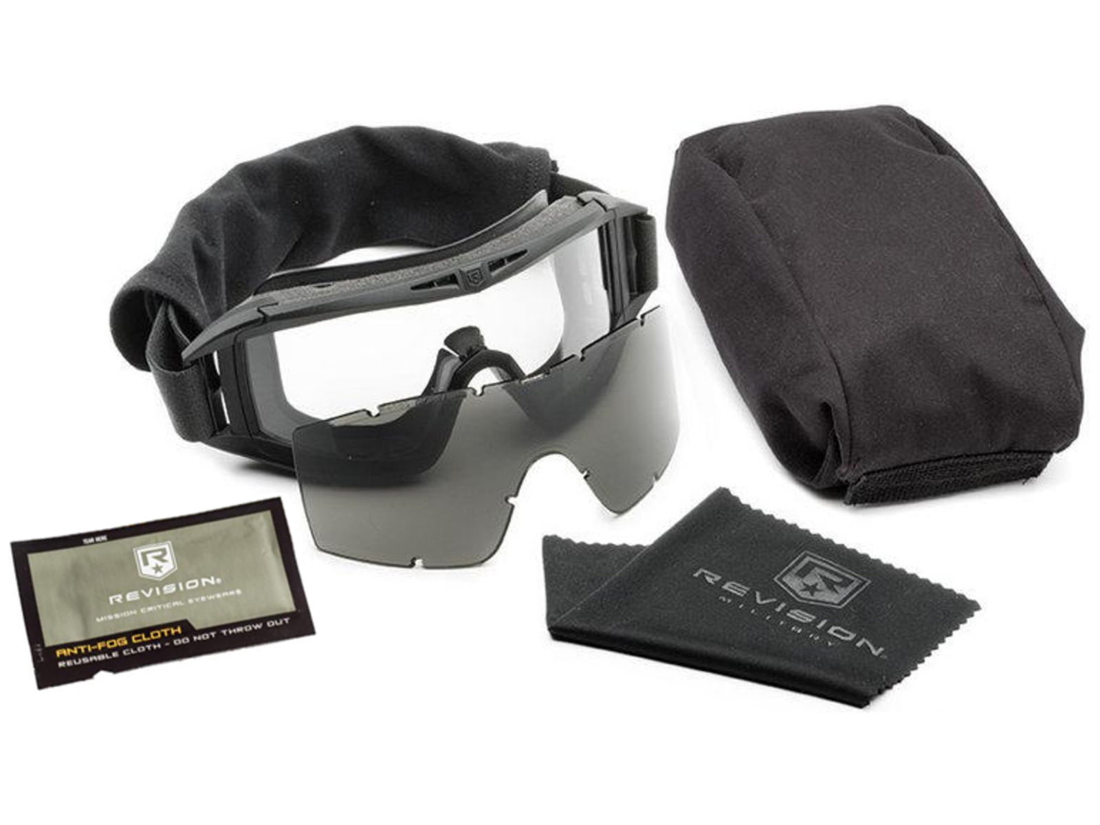 Revision Asian Locust Goggles Essential Kit - Black Frame & Clear/Smoke Lenses