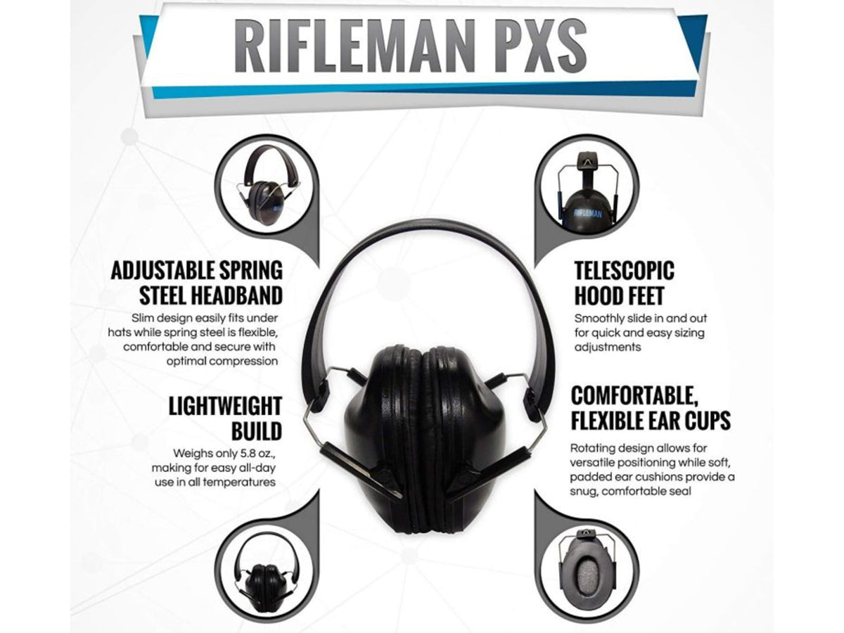 Rifleman PXS Hearing Protectors 19 db NRR Black RFPXS