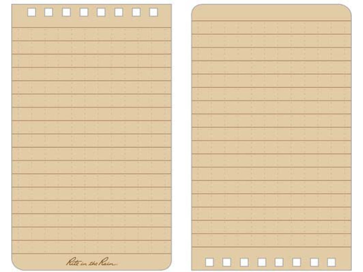Rite in the Rain 3''x 5''Polydura Top-Spiral Notebook Tan/Green Plaid PL935T