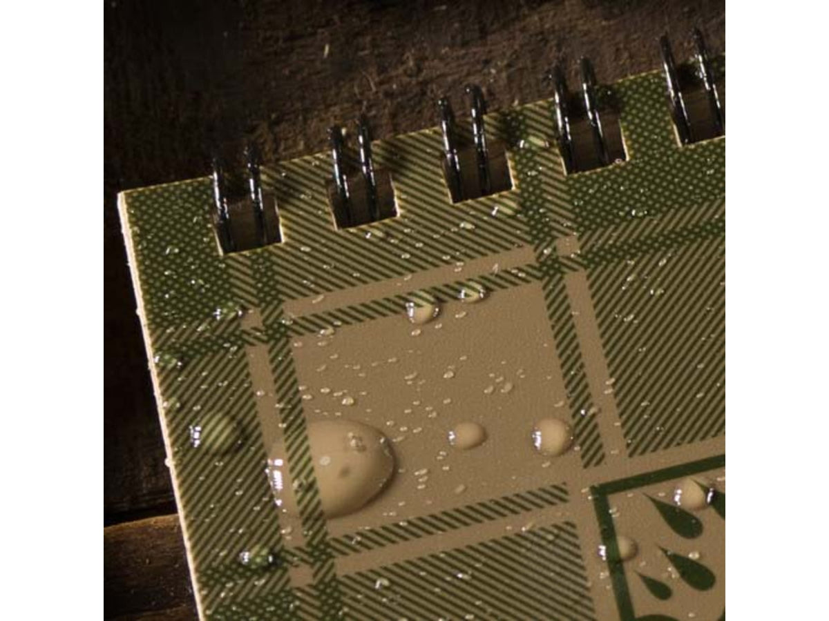 Rite in the Rain 3''x 5''Polydura Top-Spiral Notebook Tan/Green Plaid PL935T