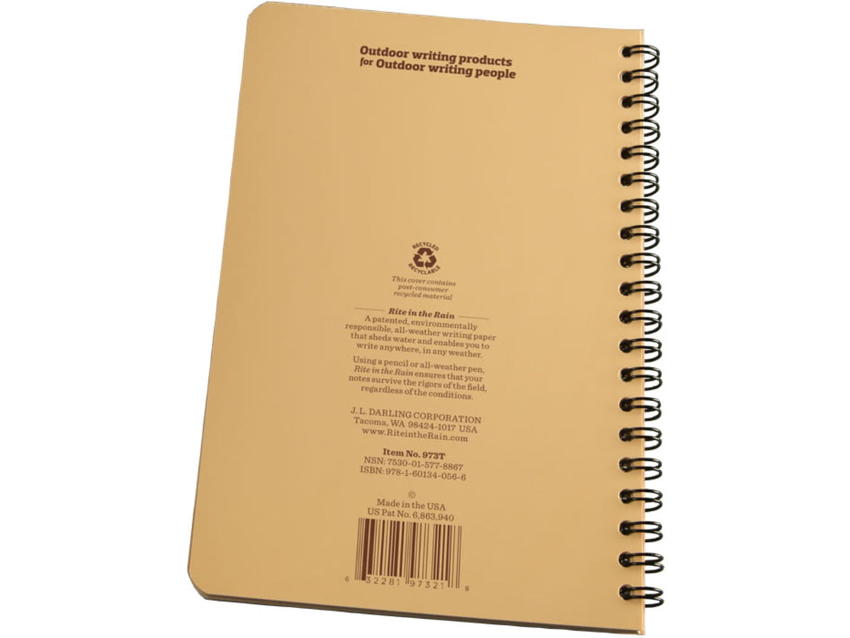 Rite in the Rain Side Spiral Kit - Tan Tan 4 5/8 x 7 973T-KIT