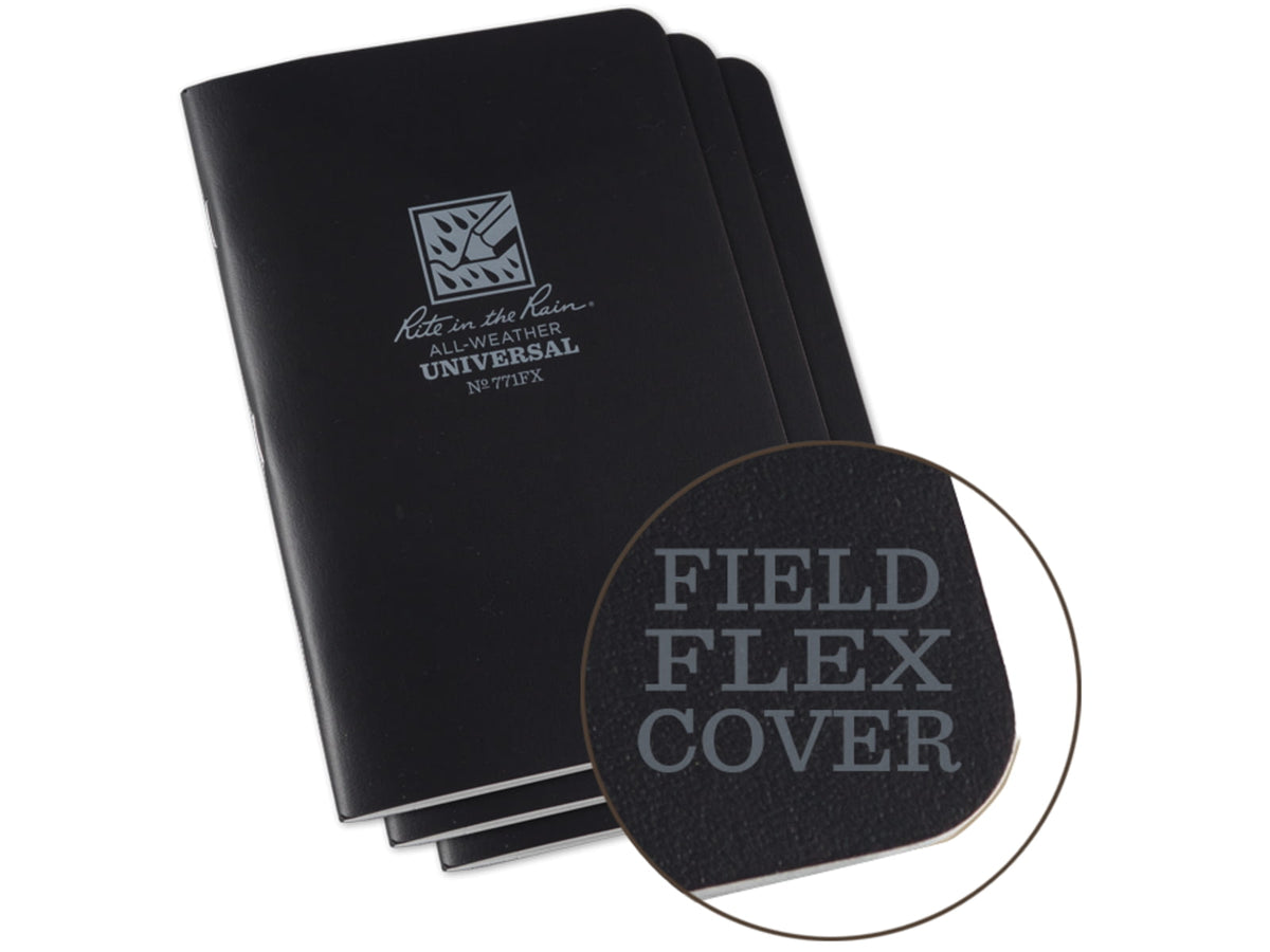 Rite in the Rain Stapled Notebook - Universal - Black - 3 Pack Black 4/5/8 x 7 771FX