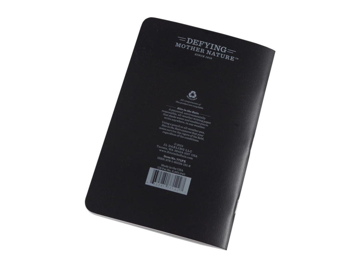 Rite in the Rain Stapled Notebook - Universal - Black - 3 Pack Black 4/5/8 x 7 771FX
