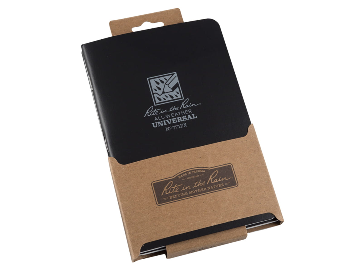 Rite in the Rain Stapled Notebook - Universal - Black - 3 Pack Black 4/5/8 x 7 771FX