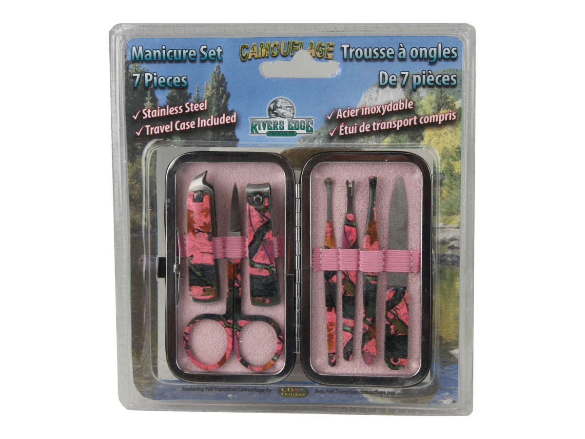 River's Edge Manicure Set 7-Piece Womens Pink Camo 283