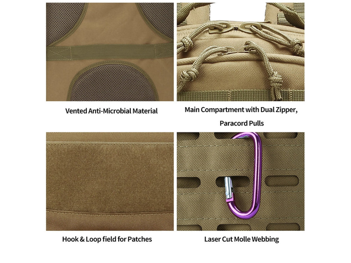 Roaring Fire Ignite Tactical Backpack FDE 21.25x15.75x8.27 inch RF133 DT