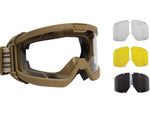 Rothco ANSI Ballistic OTG Goggle System Interchangeable Smoke/Clear/Yellow Lenses Coyote Brown Frame 10738-CoyoteBrown