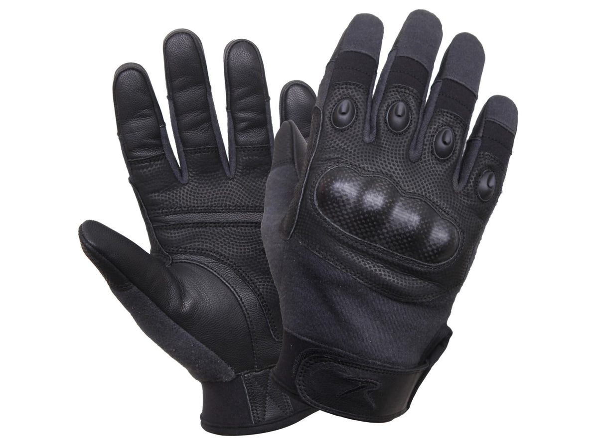 Rothco Carbon Fiber Hard Knuckle Cut/Fire Resistant Gloves Black 2XL 2808-Black-2XL