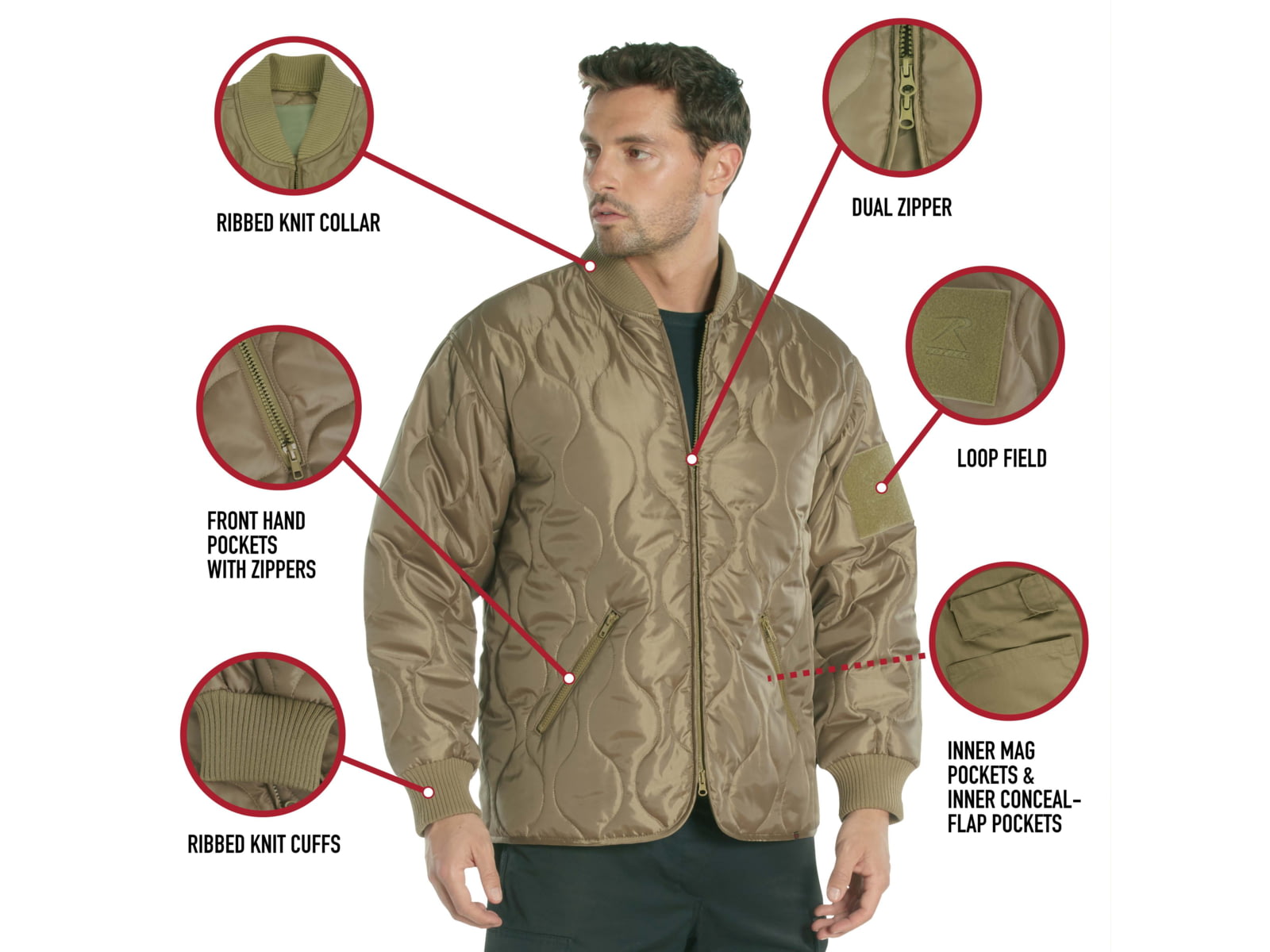 Rothco Concealed Carry Quilted Woobie Jacket - Mens