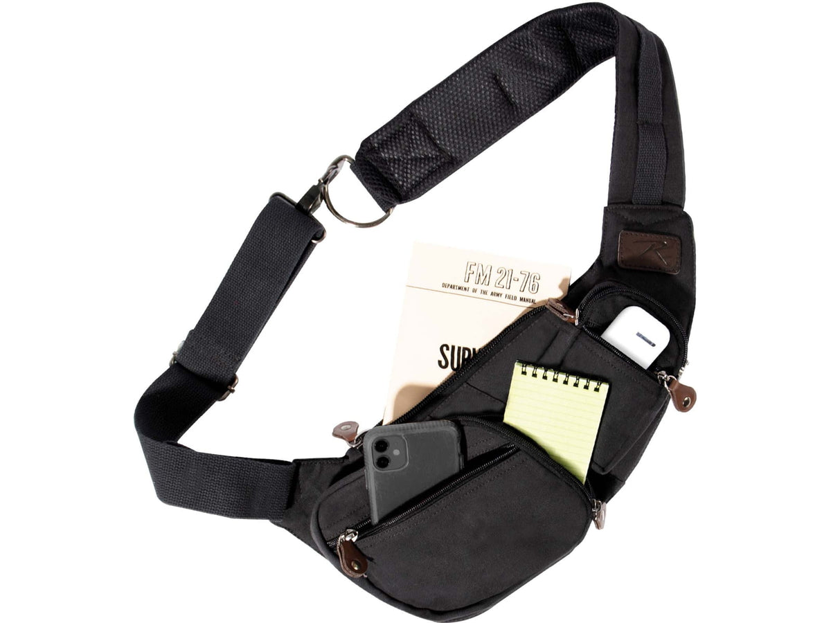Rothco Crossbody Canvas Sling Bag Black 24980-Black