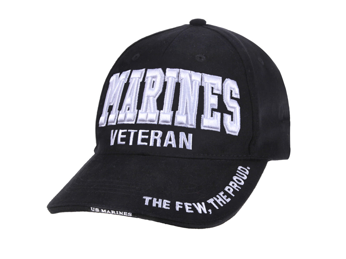 Rothco Deluxe Marines Veteran-Low Profile Cap Black/White One Size 3956-BlackWhite-Marines-OneSize