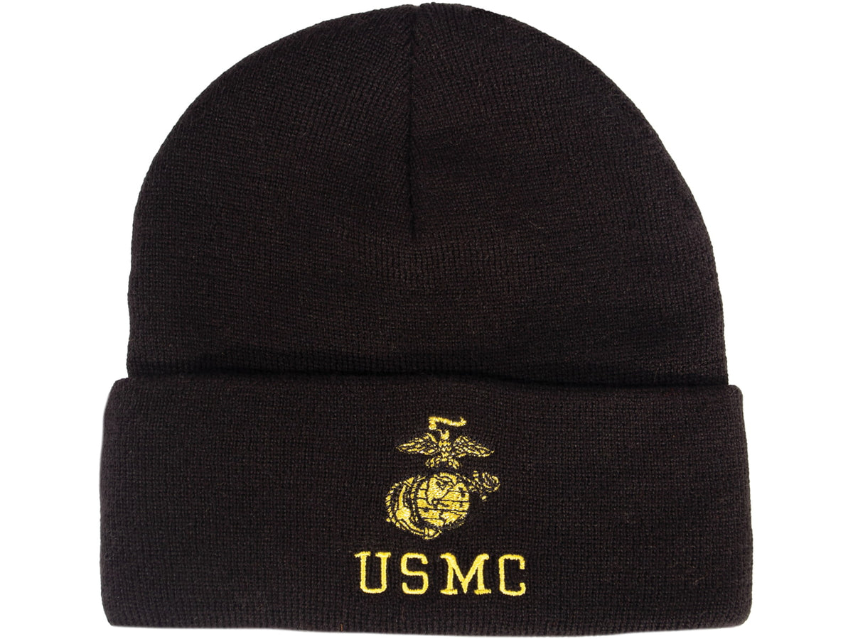 Rothco Embroidered USMC Watch Cap Gold Eagle Globe & Anchor Insignia One Size 53270