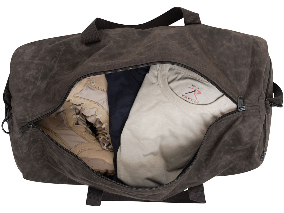 Rothco Waxed Canvas Shoulder Duffle Bag Brown 2417-Brown