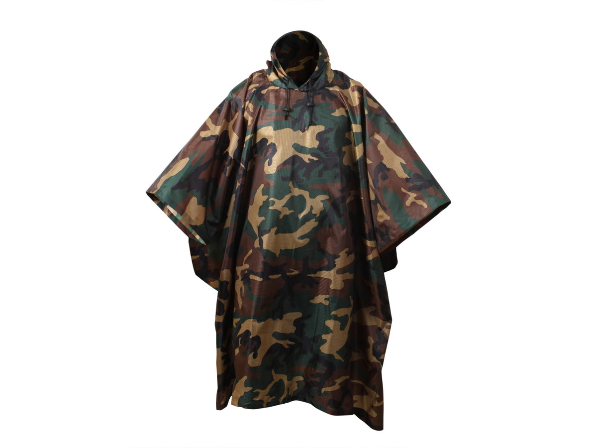 Rothco G.I. Type Military Rip-Stop Poncho Woodland Camo 4858-WoodlandCamo