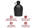 Rothco Genuine G.I. 3 Piece 1 Quart Plastic Canteen Black 1 Qt 20427