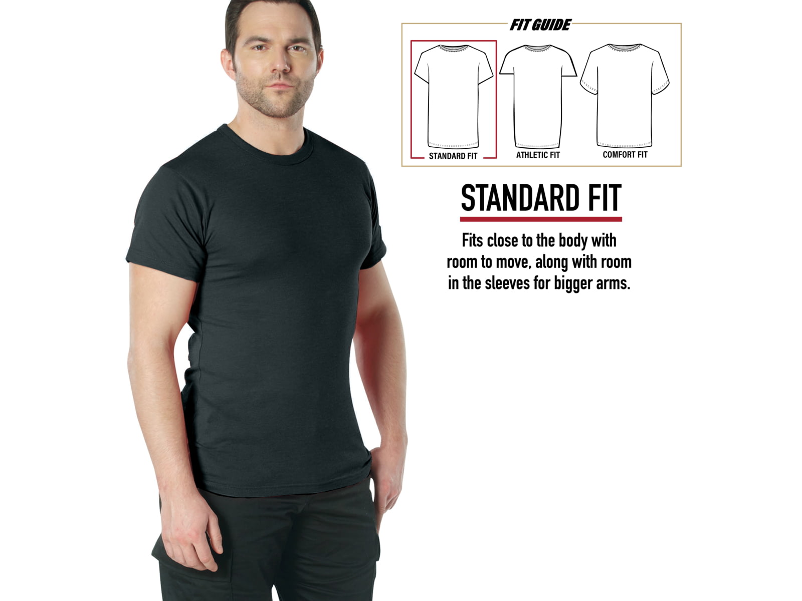 Rothco Military Heavyweight T-Shirt Black L 50175-Black-L