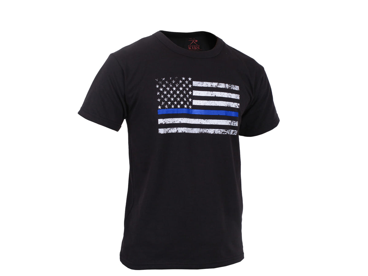 Rothco Kids Thin Blue Line US Flag T-Shirt S