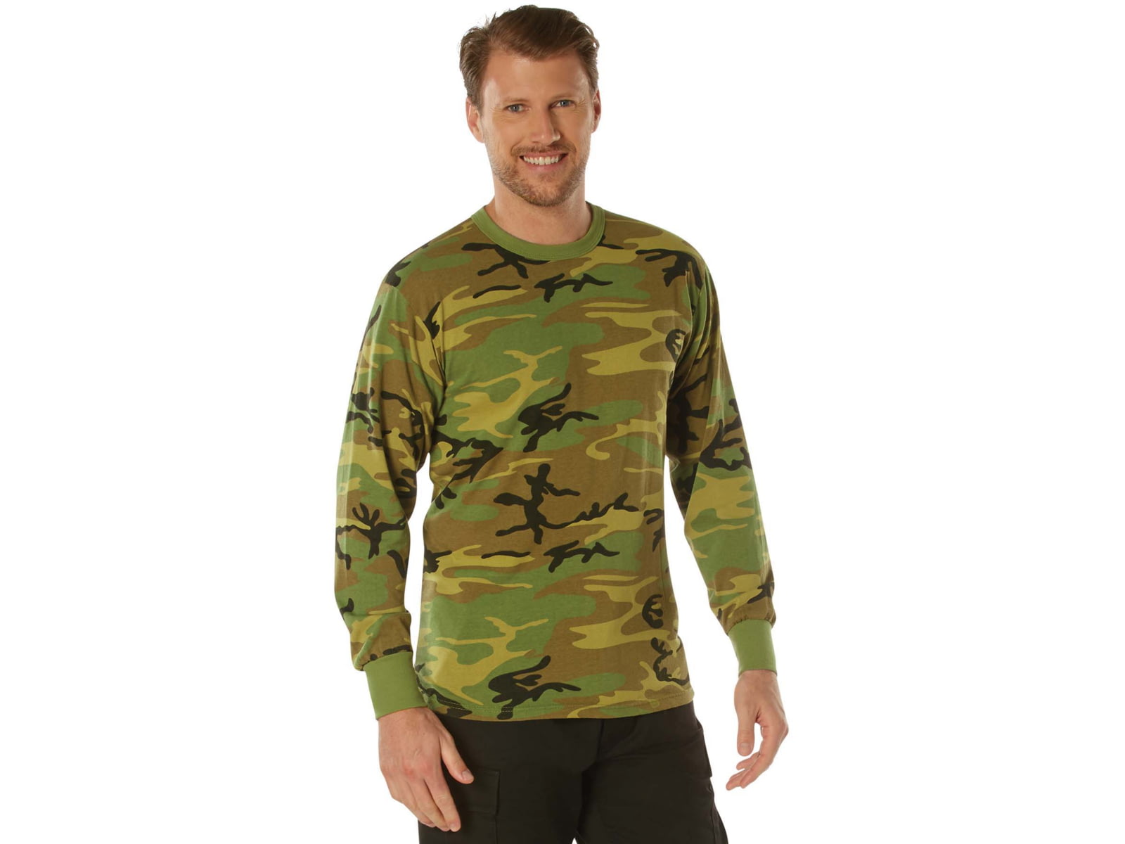 Rothco Long Sleeve Vintage T-Shirt - Mens Woodland Camo Small 3733-S
