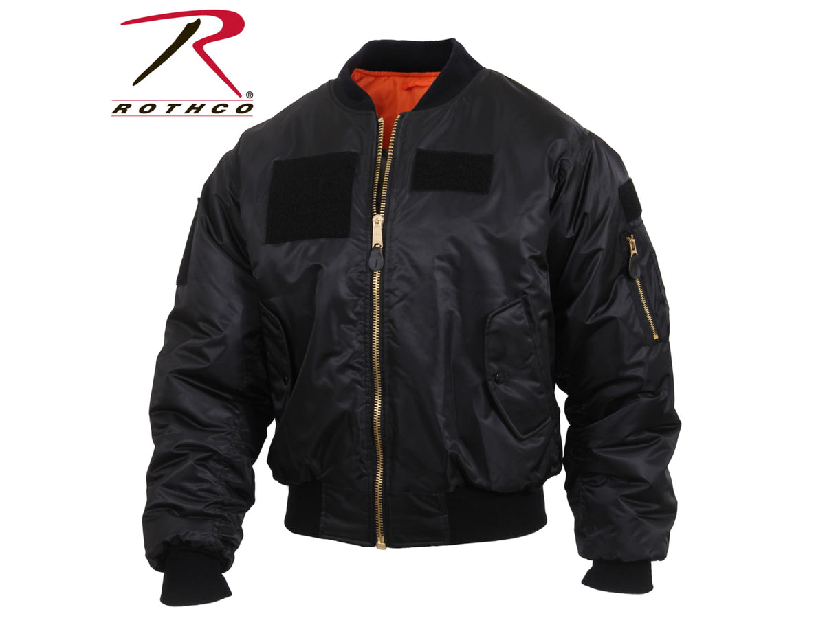 Rothco MA-1 Flight Jacket w/ Patches - Mens Black Large 7250-Black-L