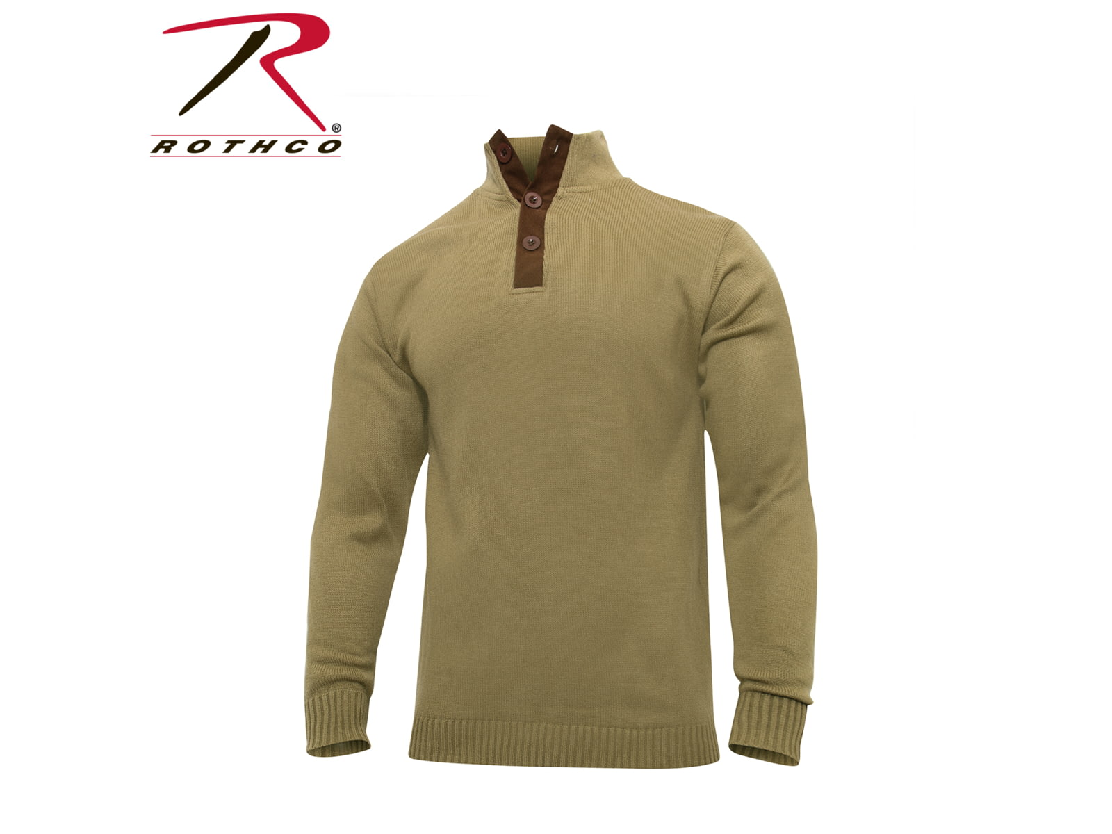 Rothco 3-Button Sweater With Suede Accents Khaki 2XL 3805-Khaki-2XL