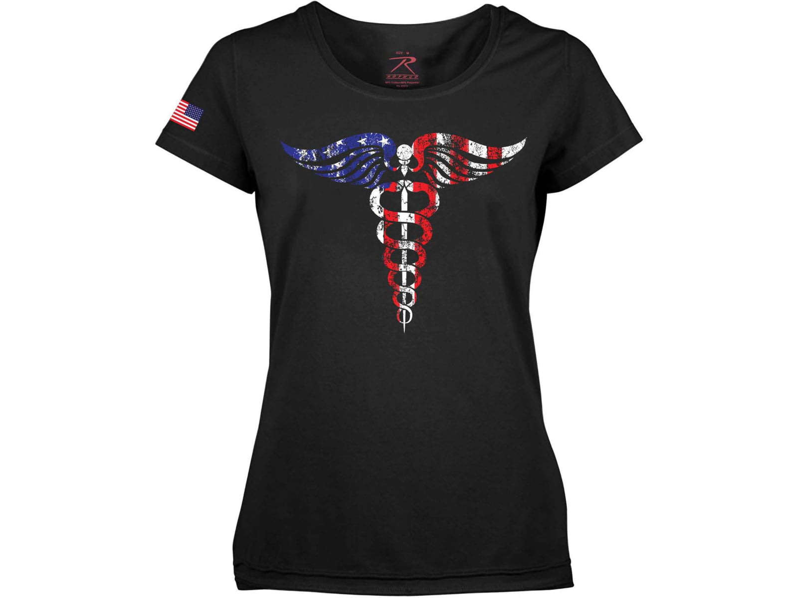 Rothco Medical Symbol Caduceus Long Length T-Shirt - Womens Black Large 5972-L