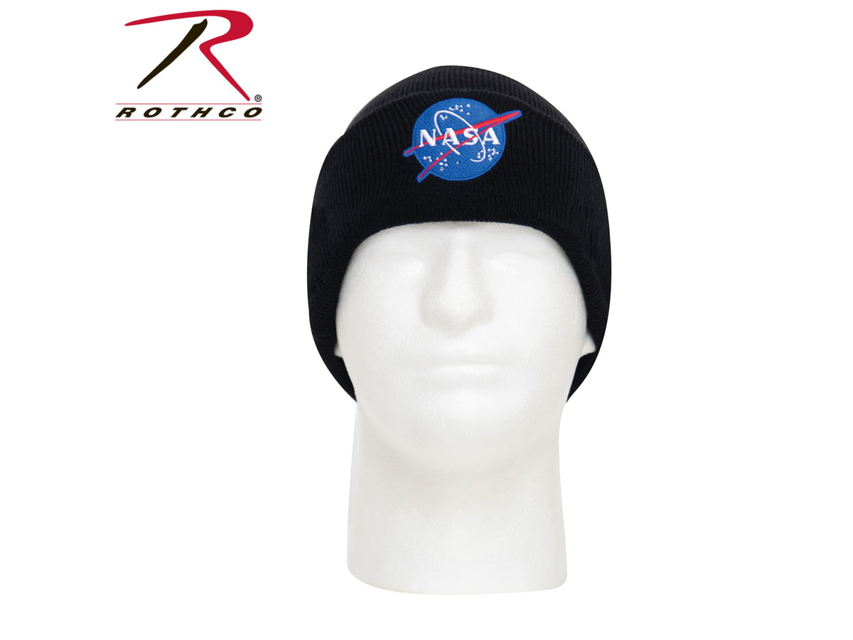 Rothco Deluxe NASA Meatball Logo Embroidered Watch Cap Black 5424