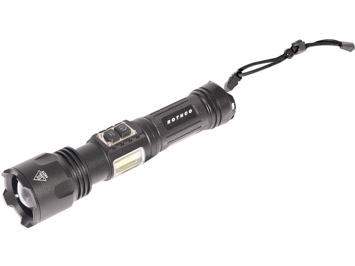 Rothco Rechargeable LED Tactical Task Light w/ Zoom 18650 Lithium-Ion White/Red 2000 Lumens Black 68550