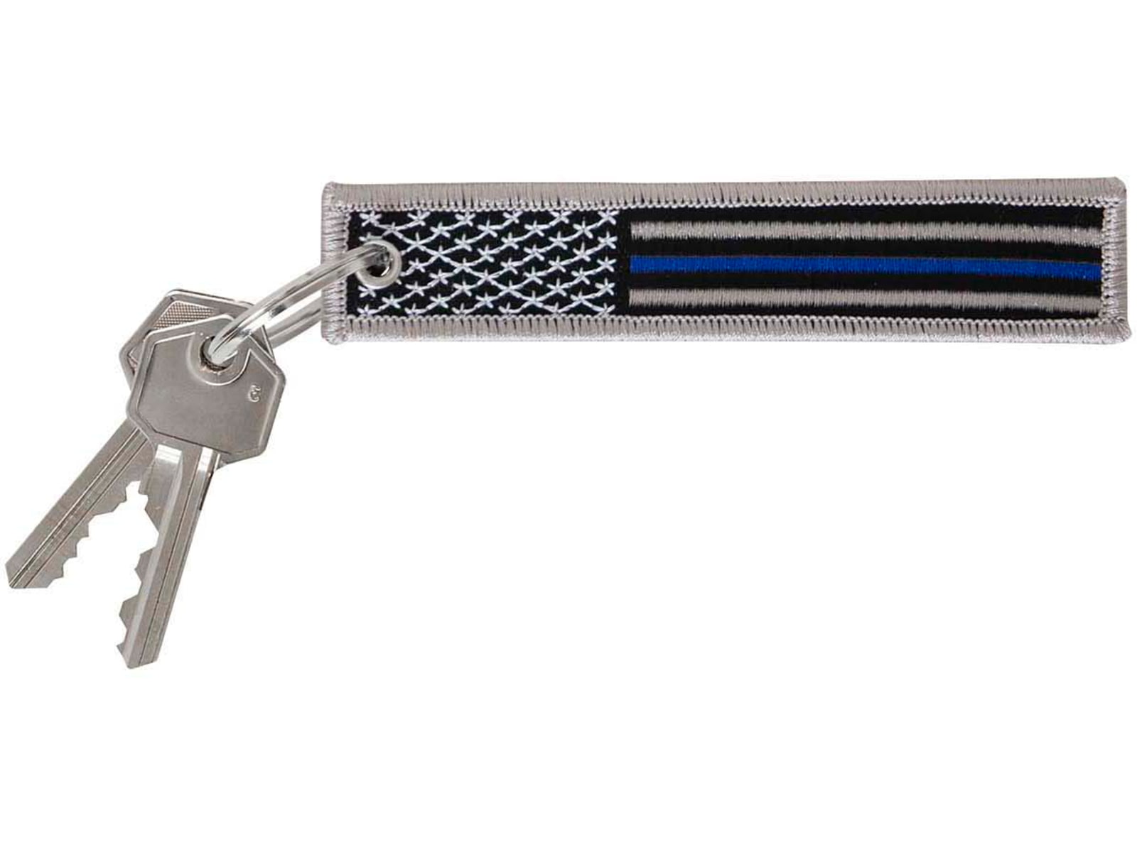 Rothco Thin Blue Line Flag Patch Keychain Polyester Zinc Alloy 1258
