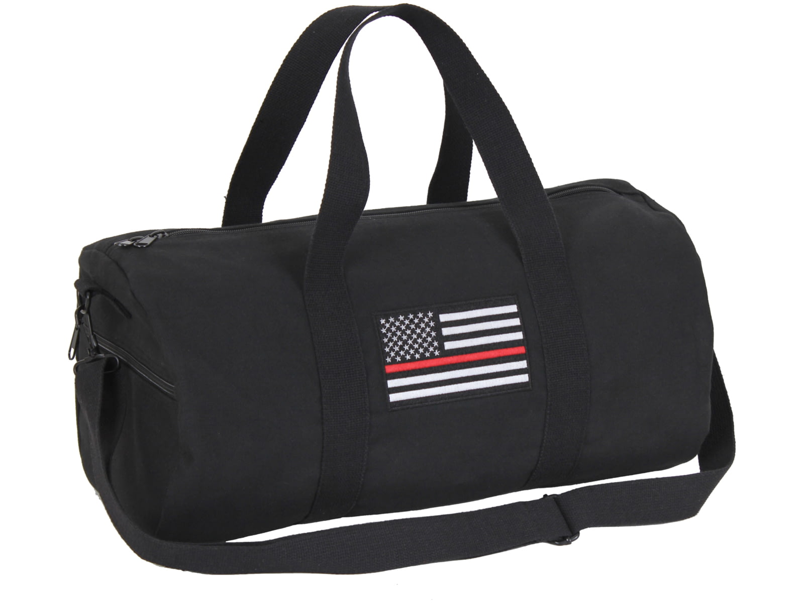 Rothco Thin Red Line Canvas Shoulder Duffle Bag Black 19" x 9" 2260
