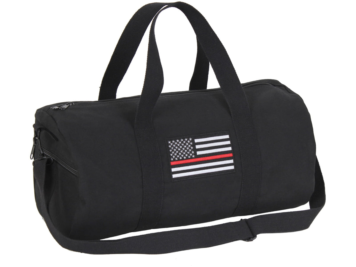 Rothco Thin Red Line Canvas Shoulder Duffle Bag Black 19" x 9" 2260