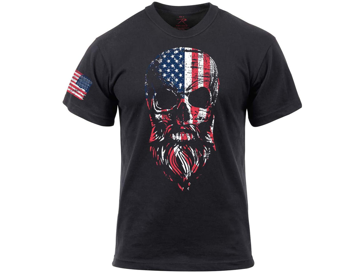 Rothco US Flag Bearded Skull T-Shirt - Mens