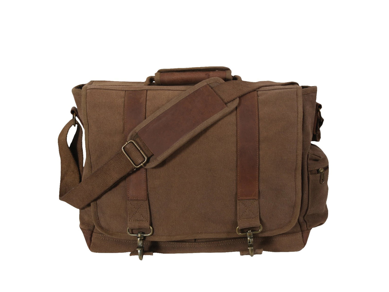 Rothco Vintage Canvas Pathfinder Laptop Bag With Leather Accents Earth Brown 9691-EarthBrown