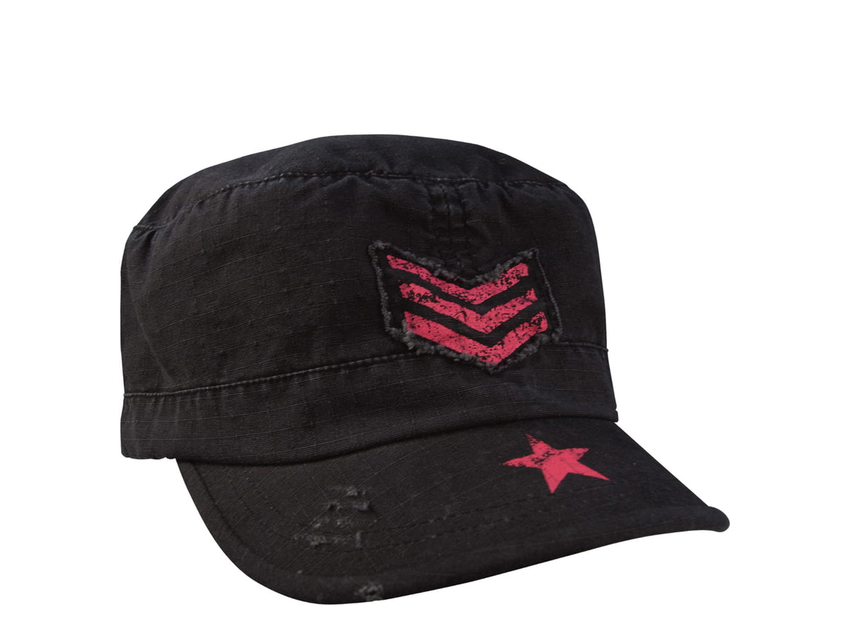 Rothco Women's Vintage Stripes & Stars Adjustable Fatigues Cap Black 1149-Black