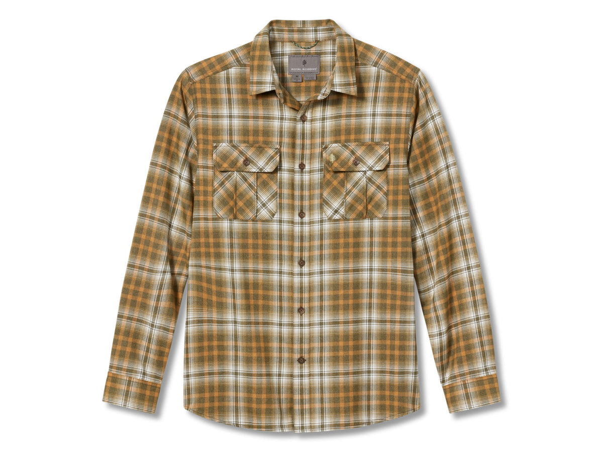 Royal Robbins Lost Coast Flannel Plaid Long Sleeve Shirt - Men's Small Dark Olive Rockport Pld