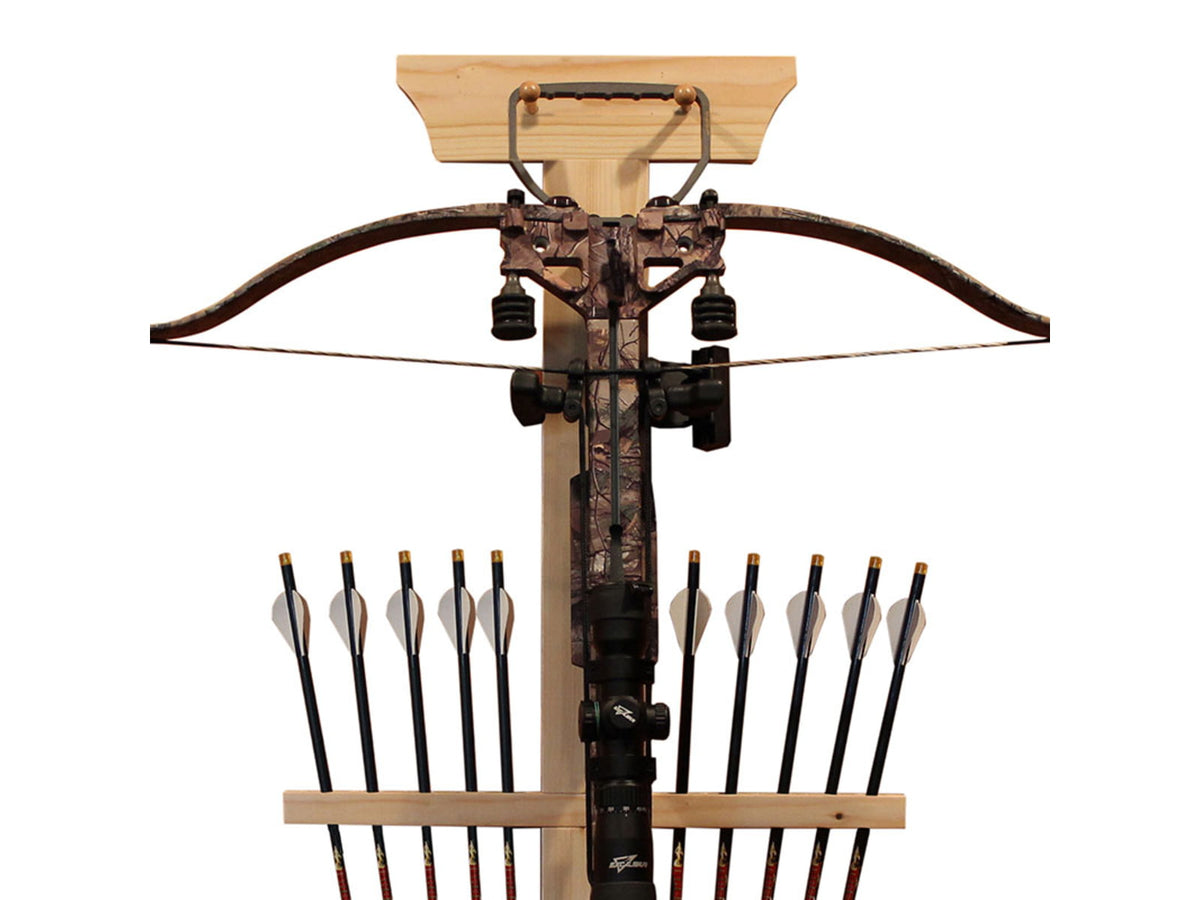 Rush Creek Creations 1-Crossbow 10 Arrow Wood Storage Rack Natural Pine Light 39-4002