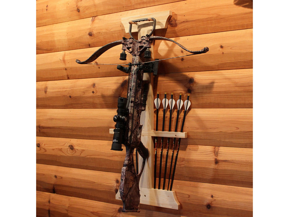 Rush Creek Creations 1-Crossbow 10 Arrow Wood Storage Rack Natural Pine Light 39-4002