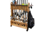 Rush Creek Creations 16-Rods Double Sides Rolling Rack with Line Spooler American Cherry