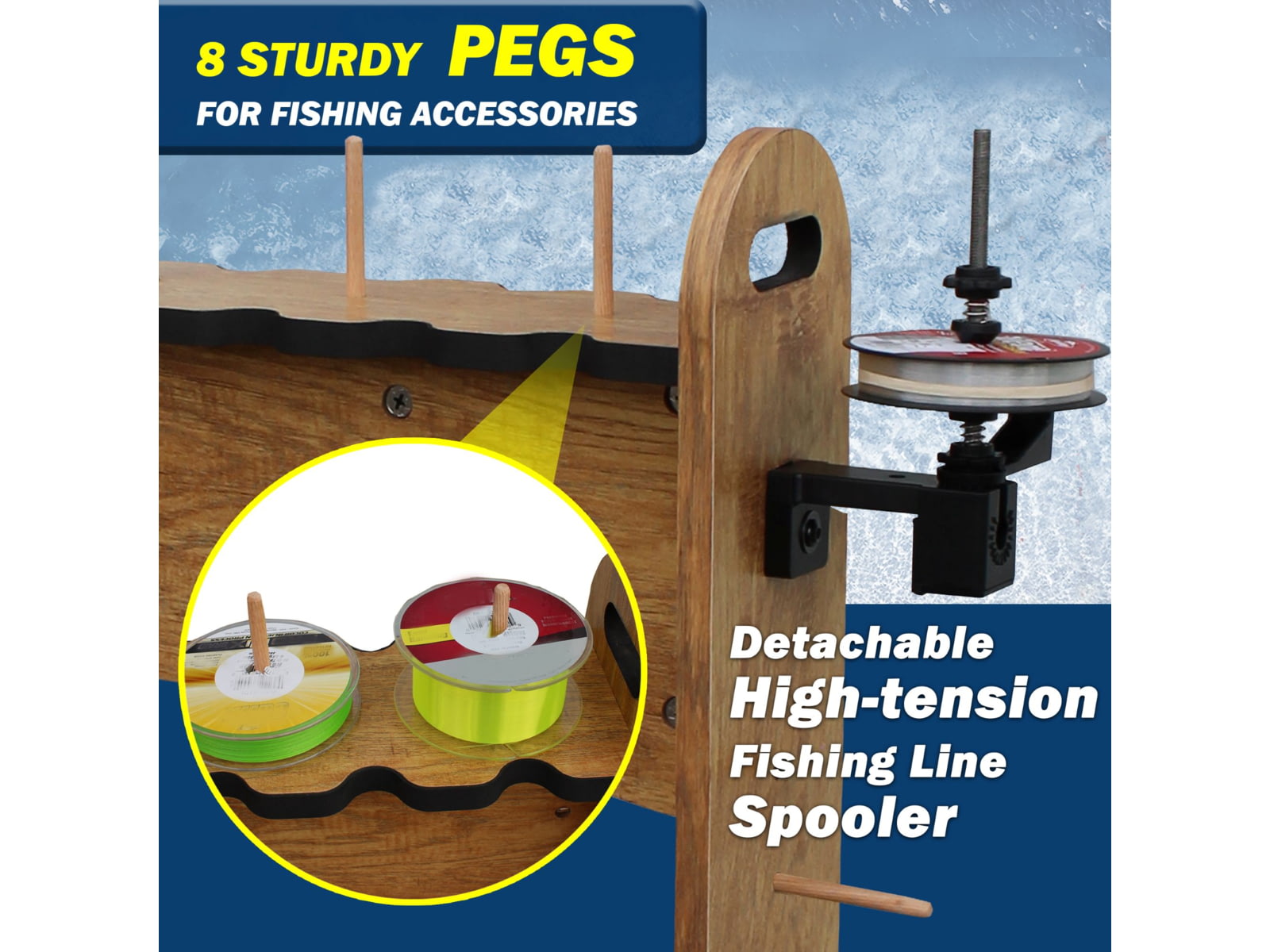 Rush Creek Creations 16-Rods Double Sides Rolling Rack with Line Spooler American Cherry
