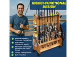 Rush Creek Creations 16-Rods Double Sides Rolling Rack with Line Spooler American Cherry
